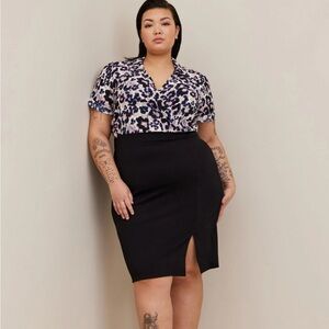 Torrid Black Ponte Studio Crepe Bodycon Dress leopard print size 4X nwt